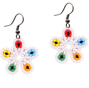 Pendientes bordados con cuentas de semillas con forma de flor completa de Color redondo elegante para regalo de lujo aceptar pendientes con cuentas de semillas de diseño personalizado - Product Image 1