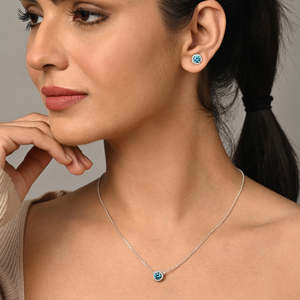 Ensemble de bijoux de luxe en argent Orsa Blue avec saphir et zircon plaqué or et rhodium pour cadeau - Product Image 3
