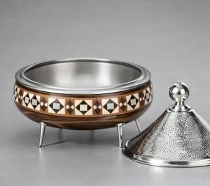 Casserole de luxe écologique en acier inoxydable avec réchaud à nourriture isolé, couvercle martelé, doublure intérieure en bois pour tous les types de cuisinières - Product Image 5