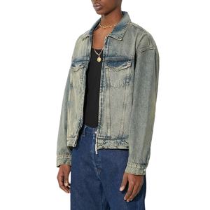 Chaqueta vaquera lavada con ácido Vintage para hombre al por mayor prendas de vestir exteriores vaqueras retro clásicas con acabado desgastado ropa de calle de moda 2026 - Product Image 2