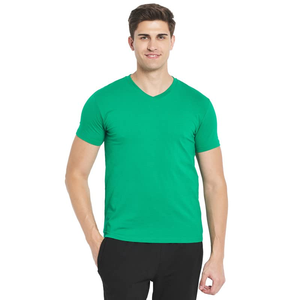 High Quality Men's V-Neck <b>T</b>-<b>Shirt</b> Custom Designed Printed Solid Color Slim Fit Short Sleeve Breathable Knitted Casual Style - Product Image 1