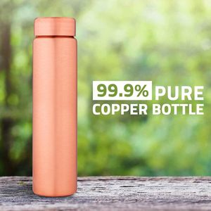 550ml Slim Ayurvedic Copper <b>Water</b> <b>Bottle</b> 100% Pure Copper Good Health Benefits Drinkware Pack of 6 - Product Image 5