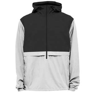 Chaqueta Lisa cortavientos con logotipo personalizado al por mayor, Jersey personalizado con capucha y media cremallera para hombre, chaqueta cortavientos Anorak - Product Image 3