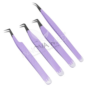 Pince à cils à pointe en fibre pour extension de cils Poignée en diamant Pointes précises durables Acier japonais pour pince à cils classique - Product Image 2