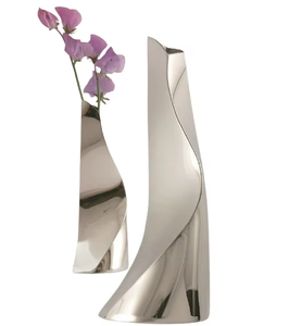 Florero moderno de metal con acabado plateado costero Decoración para fiesta de boda de estilo atractivo - Product Image 6