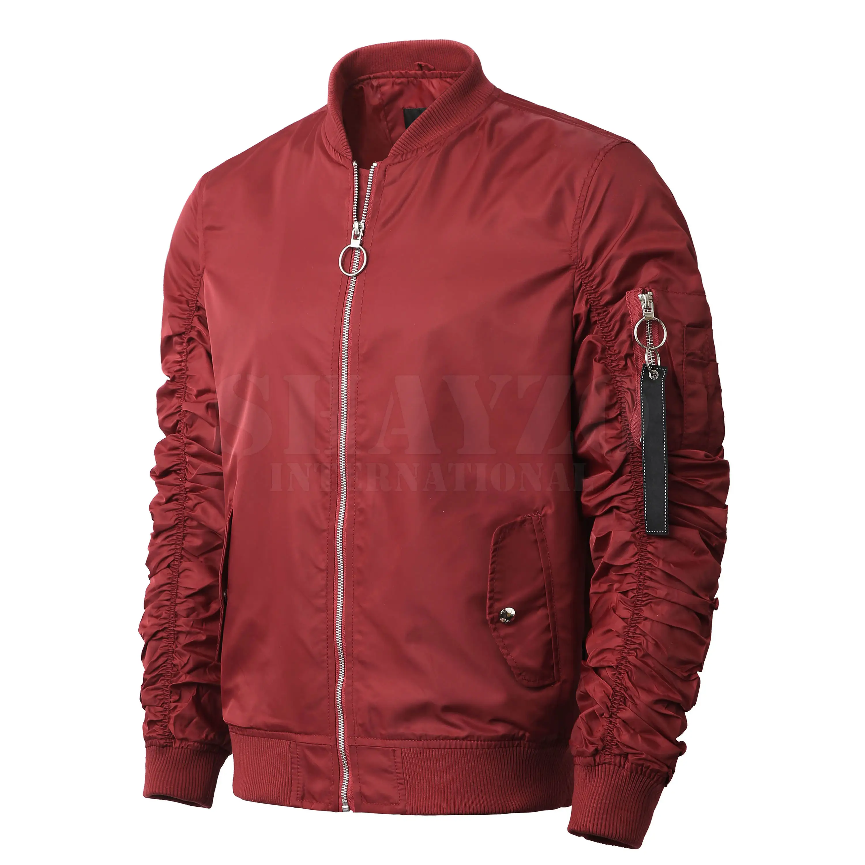 Erkek bombacı ceket nakış logosu Slim Fit hafif uçuş Softshell kışlık ceketler Pilot tam Zip ceket