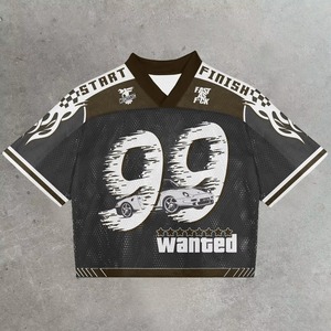 Nouvel été personnalisable Varsity T-shirt à la mode col en v T-shirts décontractés grande taille t-shirts graphique Varsity Jersey pour hommes - Product Image 4