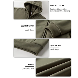 Sweat à capuche décontracté en polyester pour hommes-Sweat-shirt polaire à manches longues avec fermeture éclair de couleur unie avec poches, tissu en tricot, coupe régulière - Product Image 4