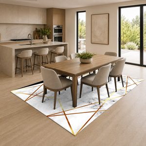 Tapis DEPOT LXDP-0206 – Tapis d'appoint moderne en chenille, imprimé numériquement, motif abstrait, couleur crème ivoire, lavable en machine, antidérapant – Vente en gros - Product Image 4