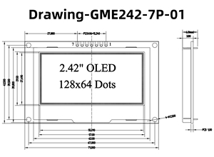 Mô-đun <span class=keywords><strong>OLED</strong></span> 2.42 inch đa năng có kích thước hiển thị 55.01x27.49mm, kích thước mô-đun 71x43.5x6mm - Product Image 5
