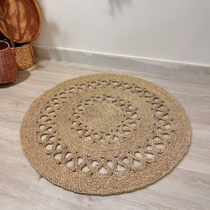 Alfombra plegable de jacinto de agua de mimbre redonda ecológica al por mayor, alfombra para decoración de sala de estar para el hogar de Vietnam - Product Image 2