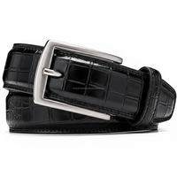 Ceinture Homme Personnalisée en Cuir de Vachette, Boucle Automatique Carrée en Acier, Durable, pour Jeans et Tenues Décontractées, Marron Foncé, Noir, Daim, Effet Croco, Fournisseur ODM