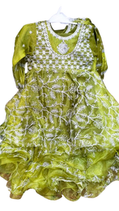 Robe fantaisie readymade pour enfants (filles) de haute qualité Robe en organza readymade de qualité d'exportation Robe pakistanaise respirante pour enfants - Product Image 6