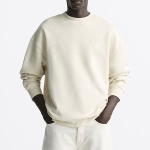 Sweat-shirt à col rond personnalisé Streetwear 100% coton surdimensionné épaules tombantes poids lourd côtes col rond basics sweats pour hommes - Product Image 1