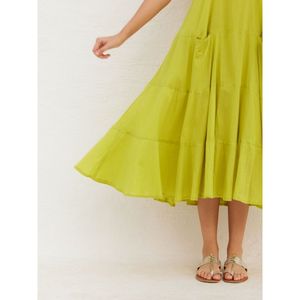 Solid <b>Vintage</b> Guava Mulmul Maxi <b>Dress</b> <b>for</b> <b>Women</b>-Puff Sleeve Semi-Formal Day <b>Dress</b> - Product Image 6