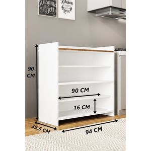 Diễn đàn đa mục đích 2-Tier cà phê góc tập tin Tủ giày giá nhà để xe bộ đồ giường công cụ trắng thông kết thúc nhà bếp phòng tắm - Product Image 3