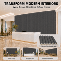 Panneau mural rainuré en WPC imitation bois noir, panneau de revêtement mural décoratif moderne pour hôtel de luxe, projet de bureau