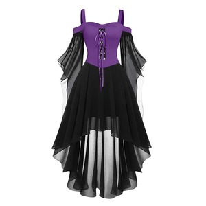 2025 nuevo vestido gótico elegante de bruja de Halloween para mujer, vestido gótico con hombros descubiertos, manga de mariposa, falda de Hada de talla grande, largo informal - Product Image 5