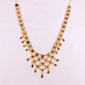 Collar de Plata de Ley 925 con Turmalina Natural, Cadena de Eslabones Chapada en Oro, Collar Pesado, Joyería Fina, Superventas, Mejor Precio al por Mayor - Product Image 4