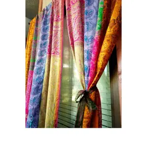2 pcs Silk Multi Color Tür Fenster vorhang Indian Saree Silk Patch Arbeits vorhänge Home Door Fenster vorhang zum Dekorieren