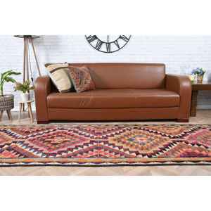 Alfombra Turca de 3.2x10.5 pies, Alfombra de Lana con Diseño Floral Vintage en Rojo y Azul - Product Image 5