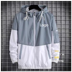 Chaqueta cortavientos con capucha y cremallera completa ligera personalizada para hombre, cortavientos impermeable para entrenamiento deportivo - Product Image 2