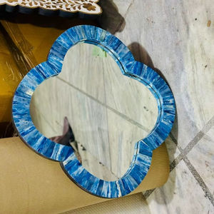 Miroir rond en incrustation d'os indien Art déco Luxe Fait main Écologique Décoration d'intérieur pour anniversaire - Product Image 1