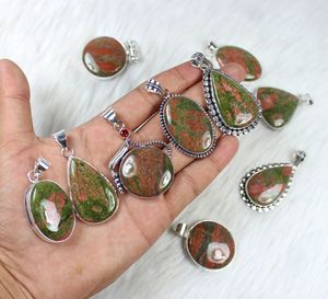 Hermosa joyería Unakite colgante plateado colgante encantos diseñador collar plata esterlina Unakite jaspe colgante de piedras preciosas - Product Image 3