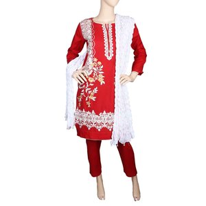 Traje de 3 piezas bordado para mujer - Rojo - Product Image 2