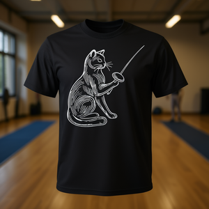 T-shirt pour les amoureux des chats, sport de combat d'escrime, vêtements promotionnels pour les jeunes esquiveurs - Product Image 3