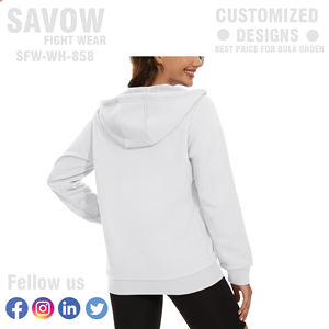 Sudaderas con capucha para mujer, jersey de gran tamaño personalizado, sudaderas recortadas de algodón, ropa de calle con capucha, chaquetas con cremallera de lana, deportes de invierno informales - Product Image 2