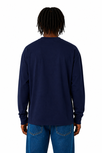 Camiseta de manga larga de Jersey italiano Premium para hombre, hecha de algodón azul marino para una comodidad relajada en fiestas informales en cualquier temporada - Product Image 2