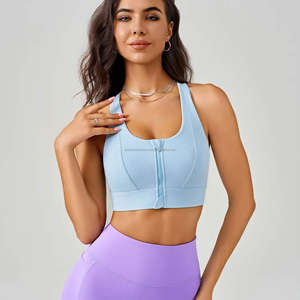 Gilet de course à dos haut, antichoc et haute résistance, vêtement de sport et de yoga intégré, fermeture éclair avant, respirant pour le printemps et l'été - Product Image 1