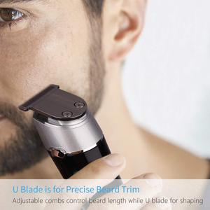 Kit de Aseo Masculino 5 en 1, Afeitadora Doble y Recortadora de Precisión para Nariz y Orejas, Recortadora de Barba Impermeable con Fuente de Alimentación USB y Batería - Product Image 5