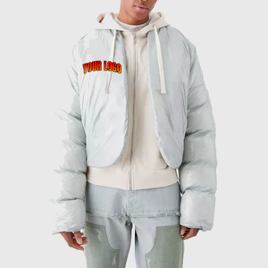 Veste matelassée en toile personnalisée OEM pour homme, style léger matelassé, logo, capuche, veste d'hiver, streetwear, vêtements d'extérieur 2026 - Product Image 1
