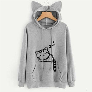 Custom Printed Gym Fleece Women Hoodie Cheap Price Top Discount Stylish Plus Size Hoodie Sweatshirt With Stylish Cat Hood Hoodie - Product Image 2