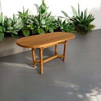 Table basse Maldive WT001 en teck naturel, style Japandi, design minimaliste, table à manger moderne, emballage postal, Indonésie
