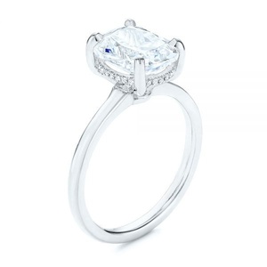 Anillo de Compromiso y Boda con Moissanita Incolora de Corte Cojín, Estilo Elegante, Halo Oculto, Certificado GRA, 1.50CT, Precio al por Mayor - Product Image 4