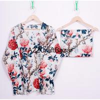 Ensemble de pyjama élégant pour femmes à imprimé floral, manches longues, col en V, 100% coton, doux, respirant, séchage rapide, vêtements de nuit décontractés