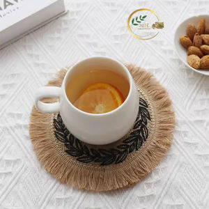 ชุดที่วางแก้วและปอกระเจาทรงกลมเป็นมิตรต่อสิ่งแวดล้อมพร้อมที่วางแก้วปอกระเจาธรรมชาติทำด้วยมือ - Product Image 2