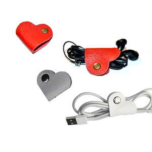 Cadeaux de marque JR Logo personnalisé garde-câble téléphonique porte-cordon en cuir PU pour casque - Product Image 2