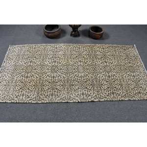 Classique Beige Marron 3.1 X 6.6ft Tapis En Laine Conception De Patchwork Turc pour Entrée Salon ou Chambre Support En Latex - Product Image 3