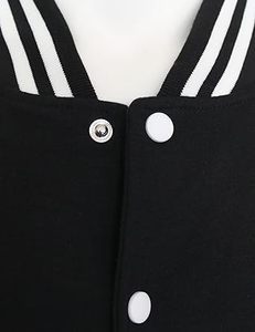 เสื้อแจ็กเก็ตเบสบอลผ้าฝ้ายโพลีเอสเตอร์ติดกระดุมสำหรับผู้ชายเสื้อแจ็กเก็ตมีแถบสีตัดกัน - Product Image 4