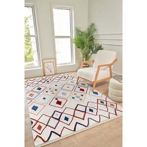 Tapis d'intérieur multicolore moderne Netline Home Depot CO009, 100 % polyester, anti-peluches, facile à nettoyer, durable pour la chambre à coucher - Product Image 1