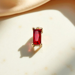 Sterling Silver Handmade <b>Birthstone</b> Color Red Quartz Prong Set Rectangle Charm <b>Pendant</b> Jewelry - Product Image 1