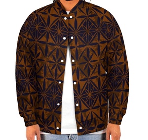 Custom Polyester Bomber Jacket Men Vintage Baseball Streetwear Stand <b>Button</b> Embroidery Long Sleeved Winter Reversible Windproof - Product Image 6