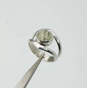 925 argent sterling massif mois d'août pierre de naissance Prehnite avec lunette réglage anneau en forme d'oeil - Product Image 4