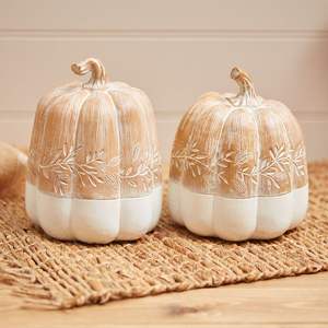 <b>Small</b> tabletop wooden pumpkin centerpiece with painted leaves and rustic twine ideal for office <b>desk</b> autumn decorations - Product Image 6