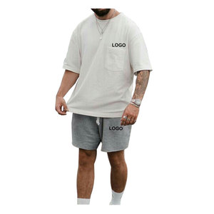 Été chaud nouveaux hommes décontracté Shorts ensembles à manches courtes t-shirt et Shorts solide homme survêtement ensemble vêtements pour hommes 2 pièces ensembles - Product Image 6