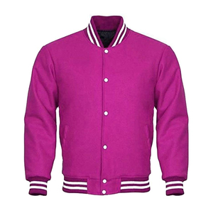 Veste de baseball varsity pour homme, sur mesure, de haute qualité, en gros, avec col montant et broderie sur le devant - Product Image 2